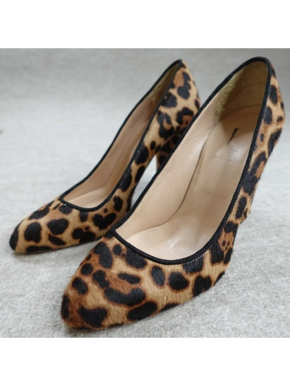 J.Crew Collection Womens Heels 8 Black Cheetah Print Hair On Hide Italy Etta